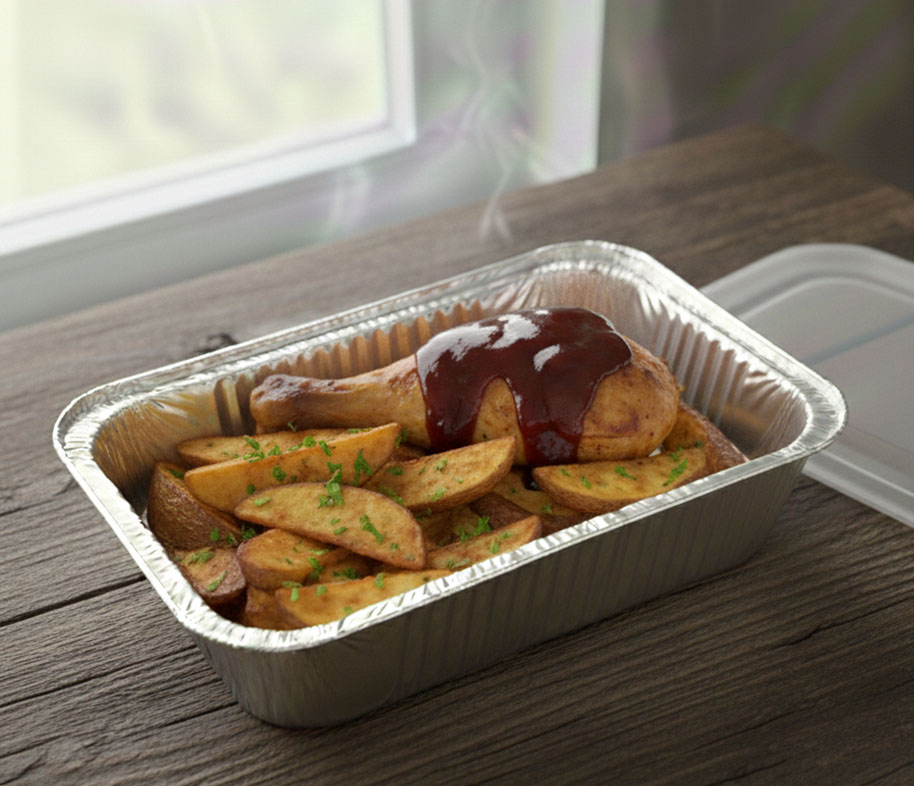 Голень в соусе барбекю с картофелем жареным