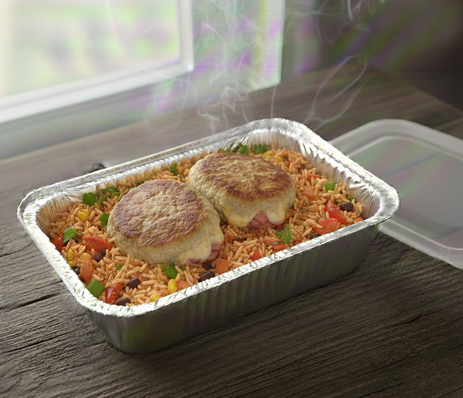 Зразы с ветчиной, сыром с рисом и овощами (по-мексикански)